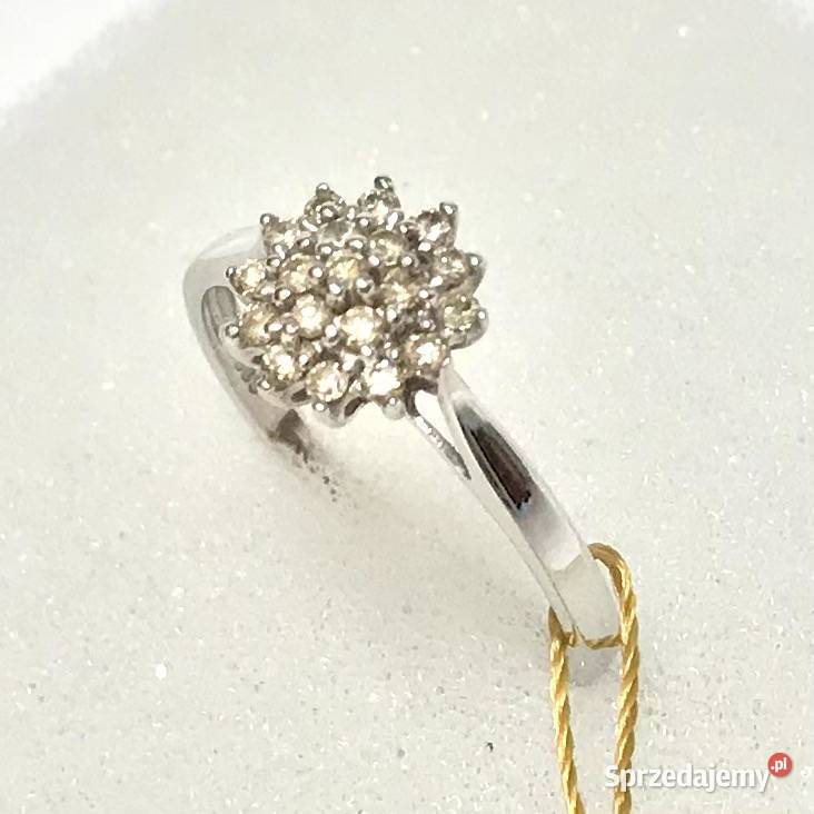 Złoty PIERŚCIONEK 14K z DIAMENTAMI 019ct YES cud Warszawa