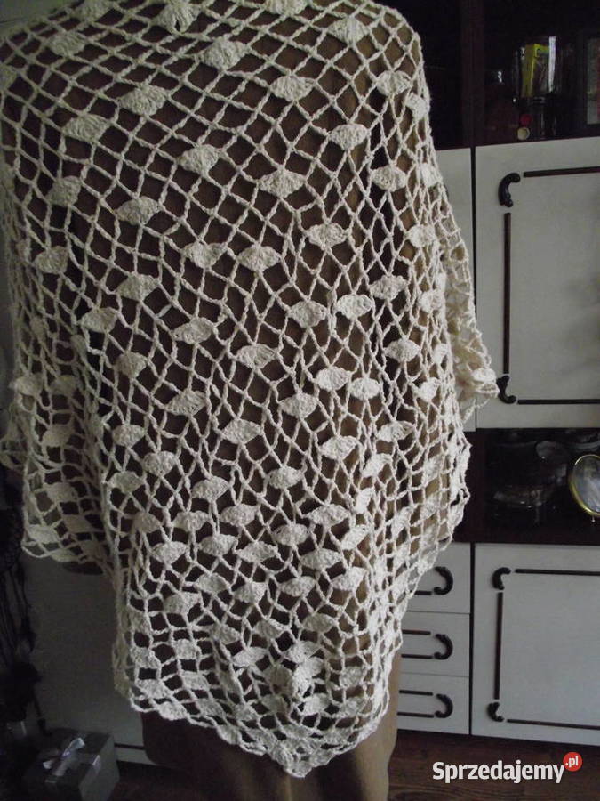 AŻUROWA CHUSTA W MUSZELKI autorskie rękodzieło Pozostałe Piła