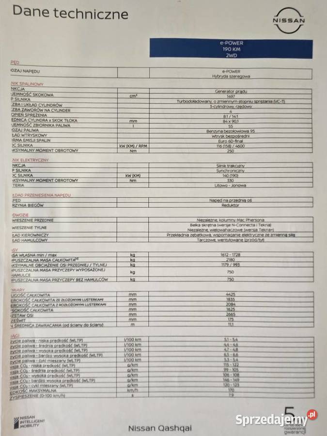 Nissan Qashqai Tekna Plus epower Pierwszy Lublin sprzedam