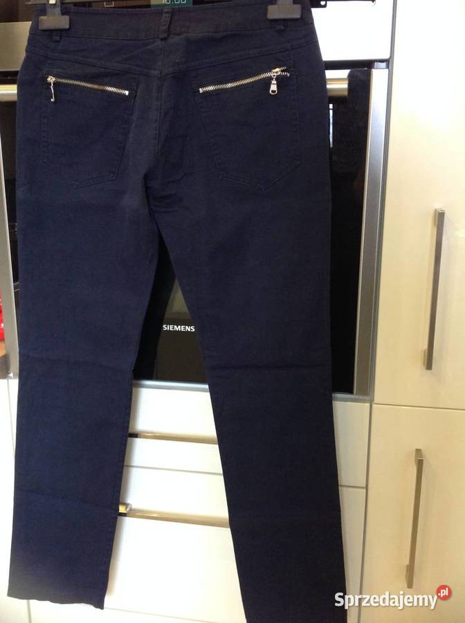 Włoskie Spodnie Granatowe Damskie S Zamki Nowa Sól