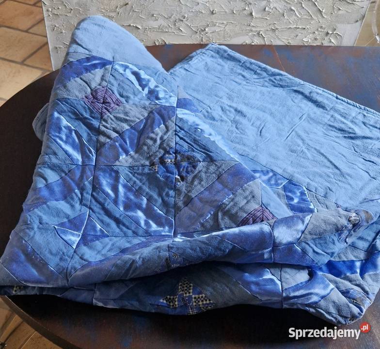PATCHWORK KOŁDRA 149 x 220 bawełna surówka niebieski Lublin