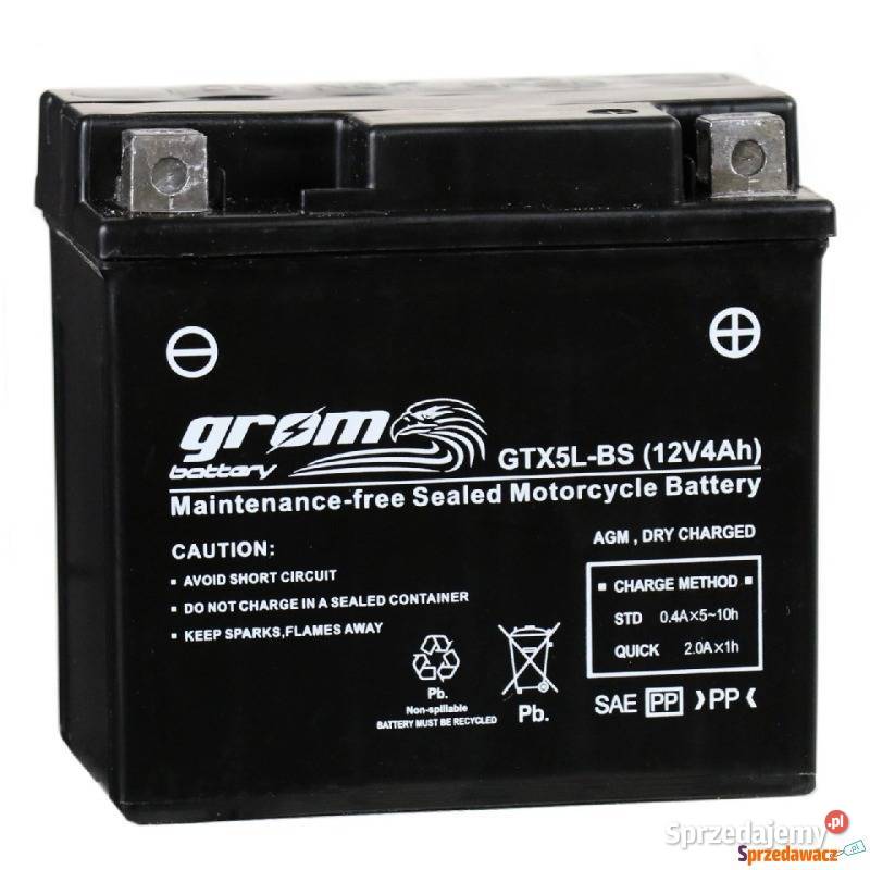 Akumulator motocyklowy Grom GTX5LBS 12v 4Ah 80a Akumulatory motocyklowe sprzedam