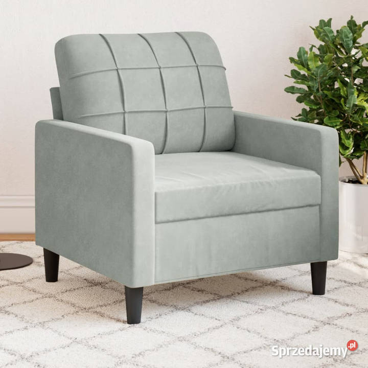 Fotel jasnoszary 60 obity aksamitem WM4007604 Warszawa