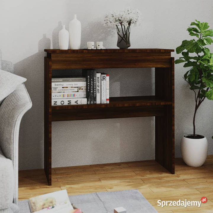 Stolik konsolowy brązowy dąb 80x30x80 WM815218