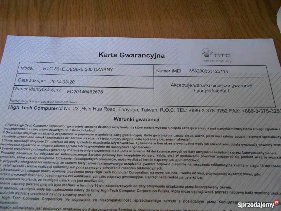 HTC desire 300 Wi-Fi podlaskie sprzedam