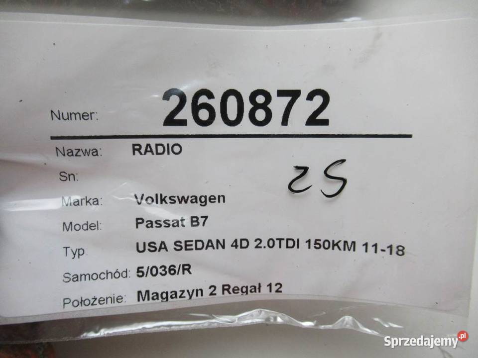 RADIO VW PASSAT B7 1K0035188F 1015 ODTWARZACZ Sprzęt audio fabryczny podkarpackie