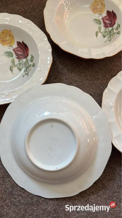 Miseczka z różami Biała porcelana z pasem złota pomorskie Gdańsk