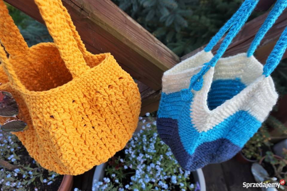 Torba ze sznurka bawełn na plażę zakupy handmade Józefów