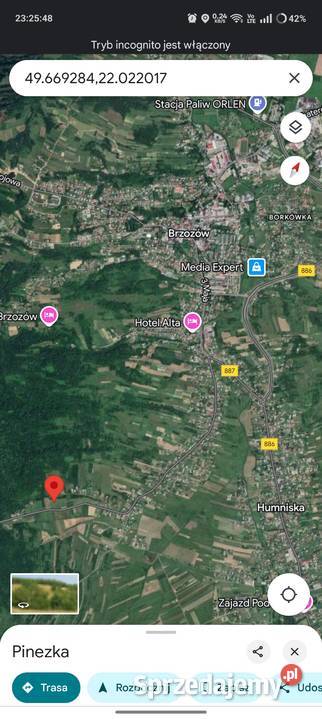 Działka Humniska 96 arów 12298 bezpośrednio sprzedam