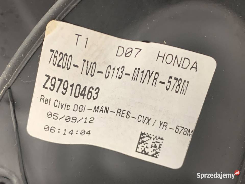 LUSTERKO PRAWY HONDA CIVIC IX Hatchback Urban