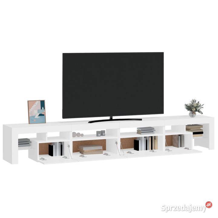 Szafka pod TV z oświetleniem LED biała RTV Warszawa