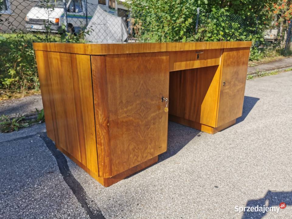 Art Deco Orzechowe biurko dwustronne z 1930 roku Meble Wrocław
