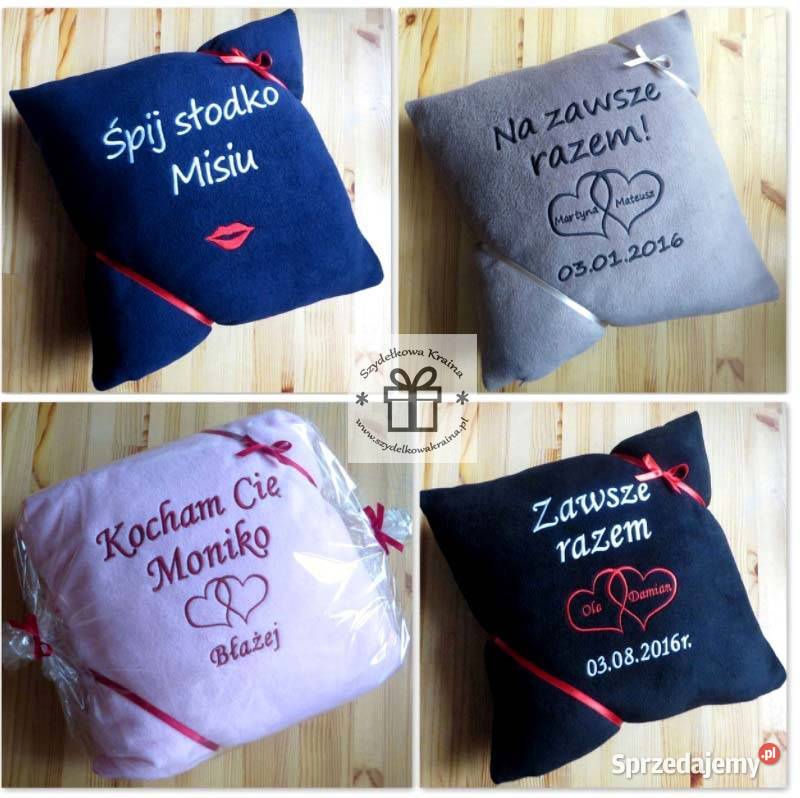 Poduszka na Dzień Chłopaka prezent z haftem Toruń