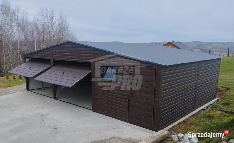 Garaż blaszany 9x6 2x Brama uchylna Ciemny Domki narzędziowe sprzedam