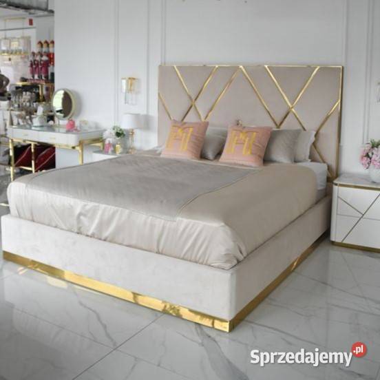 Łóżko Tapicerowane Glamour 180x200 Beżowe mazowieckie Warszawa