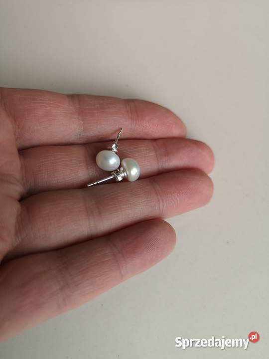 Kolczyki z perłą mabe sztyfty srebro Toruń