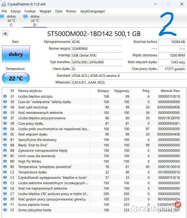 Dyski twarde Seagate 500GB ST500DM002 72K 16Mb wewnętrzny Wieliczka