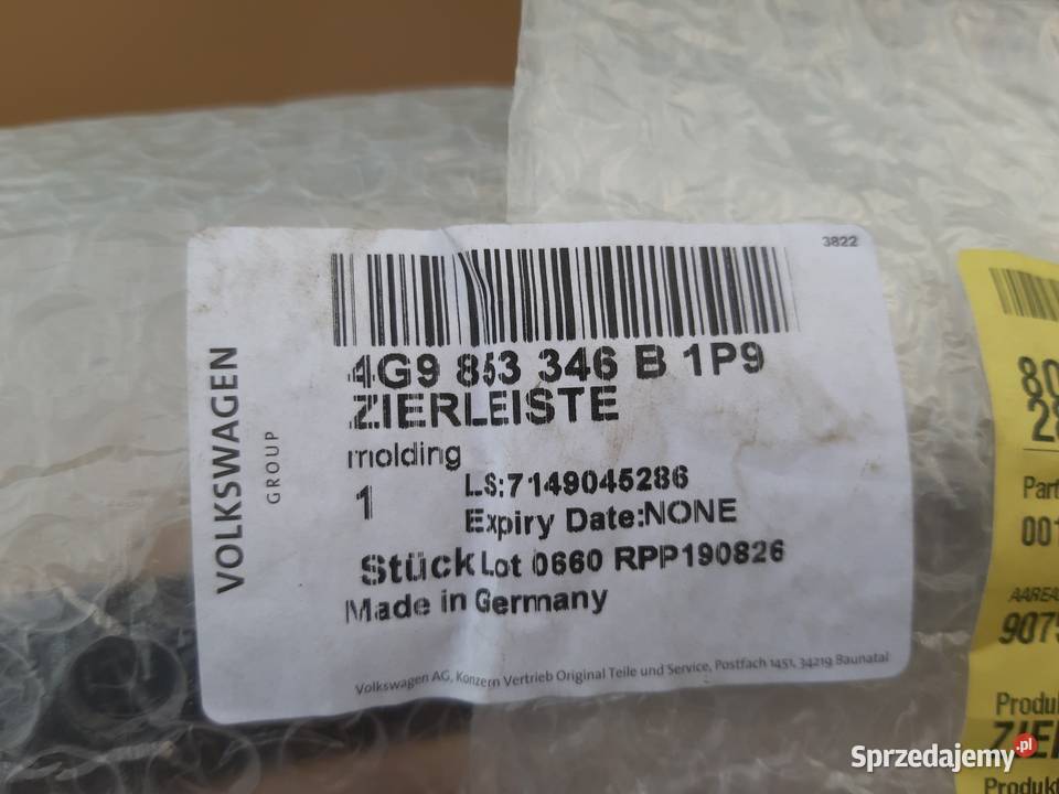 AUDI A6 C7 LISTWA SZYBY PRAWA TYŁ CZARNY MAT osobowe lubuskie Trzciel sprzedam