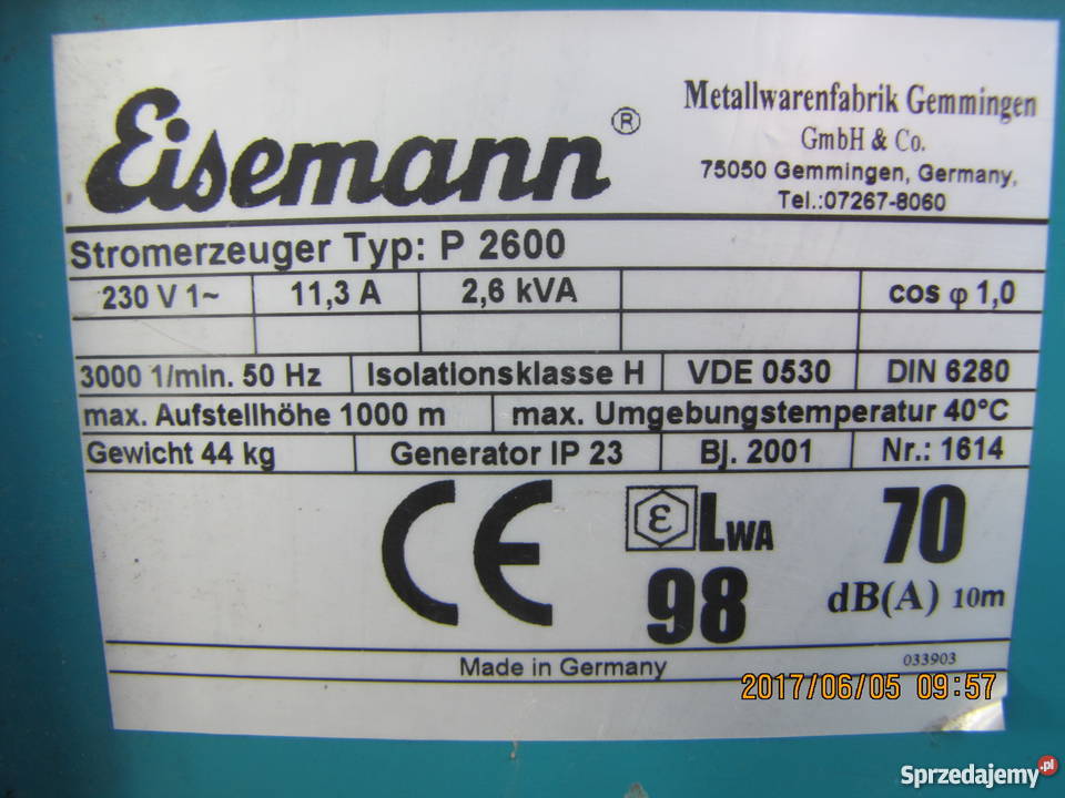 Generator prądotwórczy EISEMANN p 2600 26 KVA Katowice