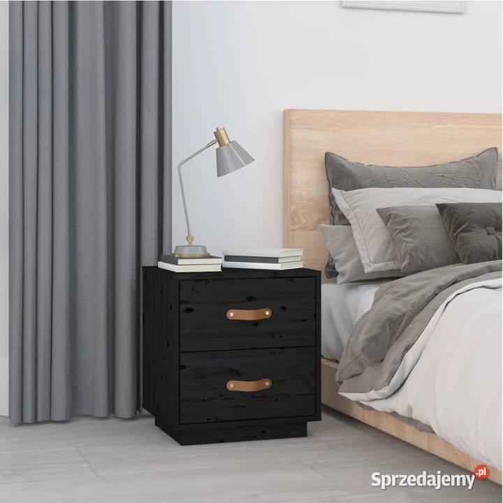 Szafka nocna czarna 40x34x45 lite drewno sosnowe Warszawa