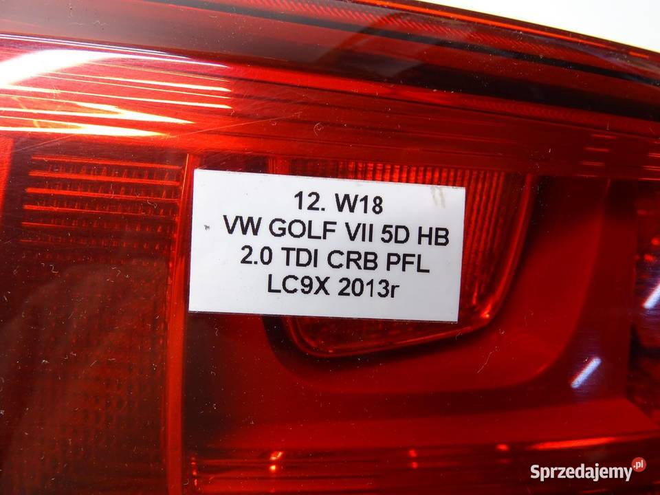 LAMPA LEWY TYŁ TYLNA W KLAPE 5G0945093AD VW GOLF