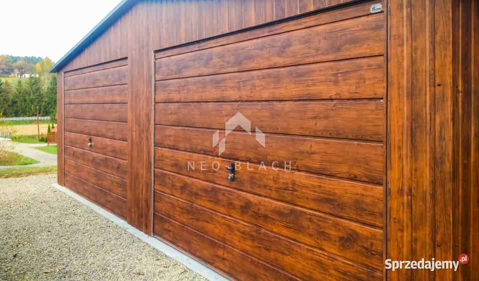 Garaż Blaszany 8x6m 2x Brama Uchylna Ciemny Legnica
