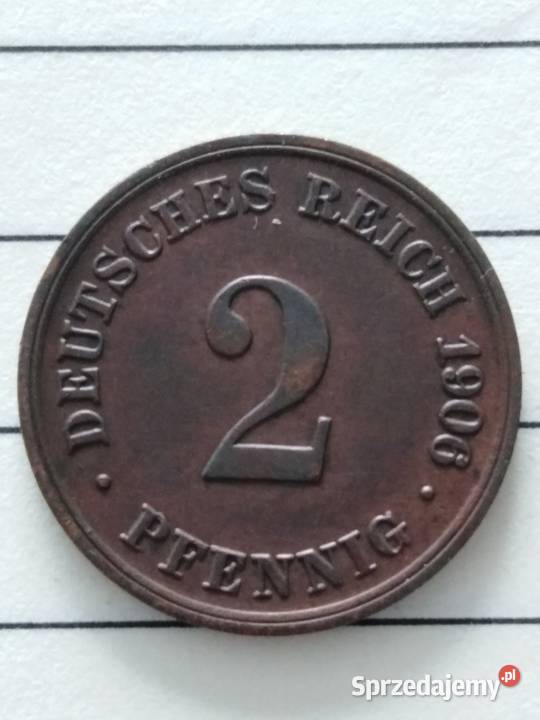 Moneta 2 pfenigi 1906 D Cesarstwo Niemieckie Żary