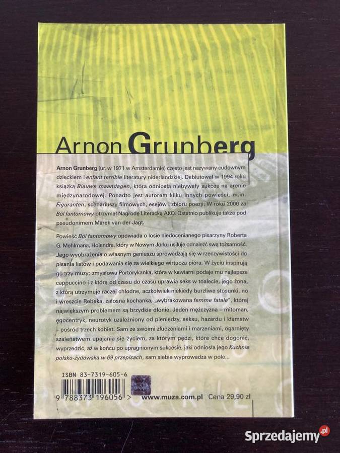 Arnon Grunberg Ból fantomowy praktycznie nowa ISBN 9788373196056 sprzedam