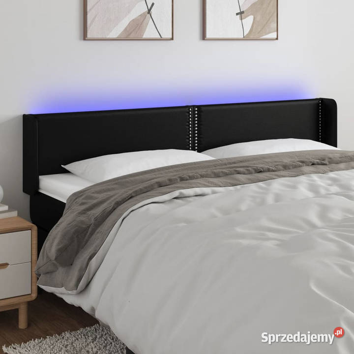 Zagłówek do łóżka z LED czarny 183x16x7888 sprzedam