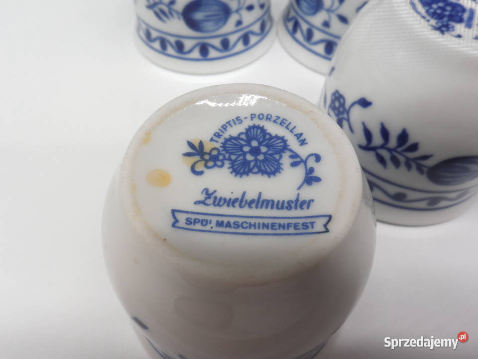 Kieliszki do jajek wzór cebulowy porcelanowe
