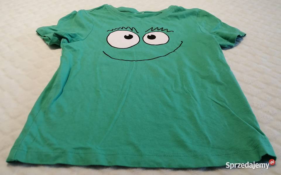Koszulka krótki rękaw Tshirt zielona buźka 104 Dla Dziecka Czeladź