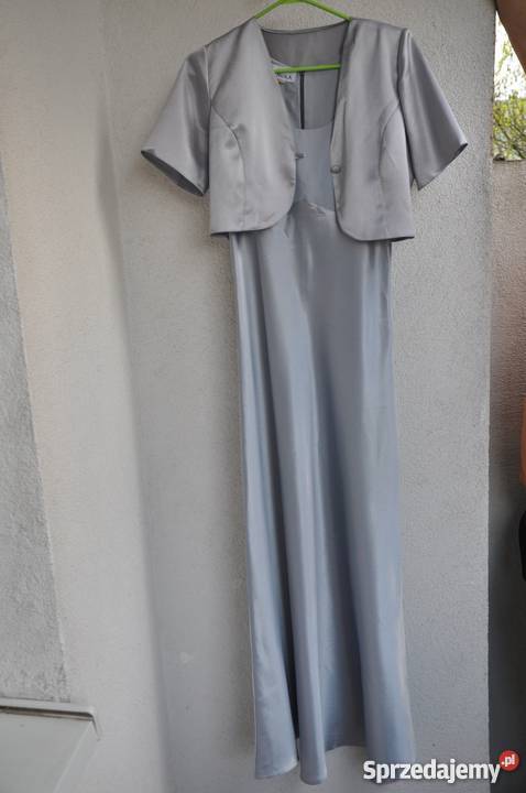 Srebrna długa sukienka bolerko 38 Rozmiar 38(M) Kraków sprzedam