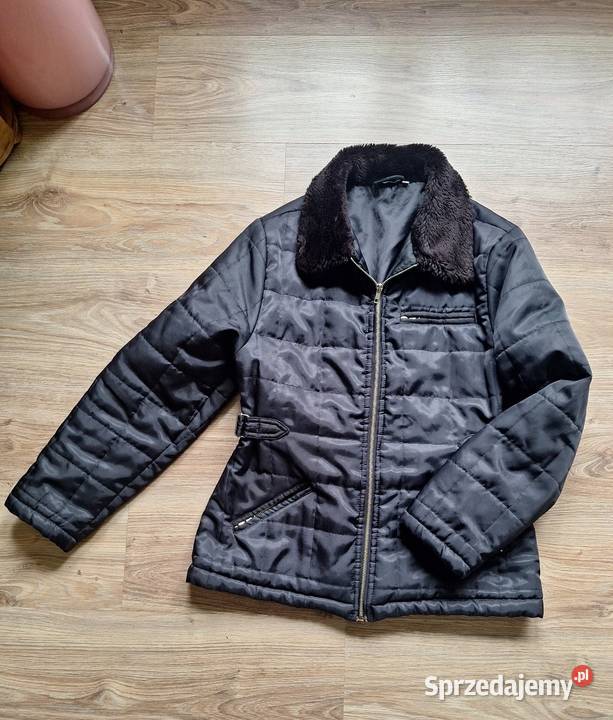 Cudna czarna kurtka z futerkiem jesienna Kurtki i płaszcze Kraków