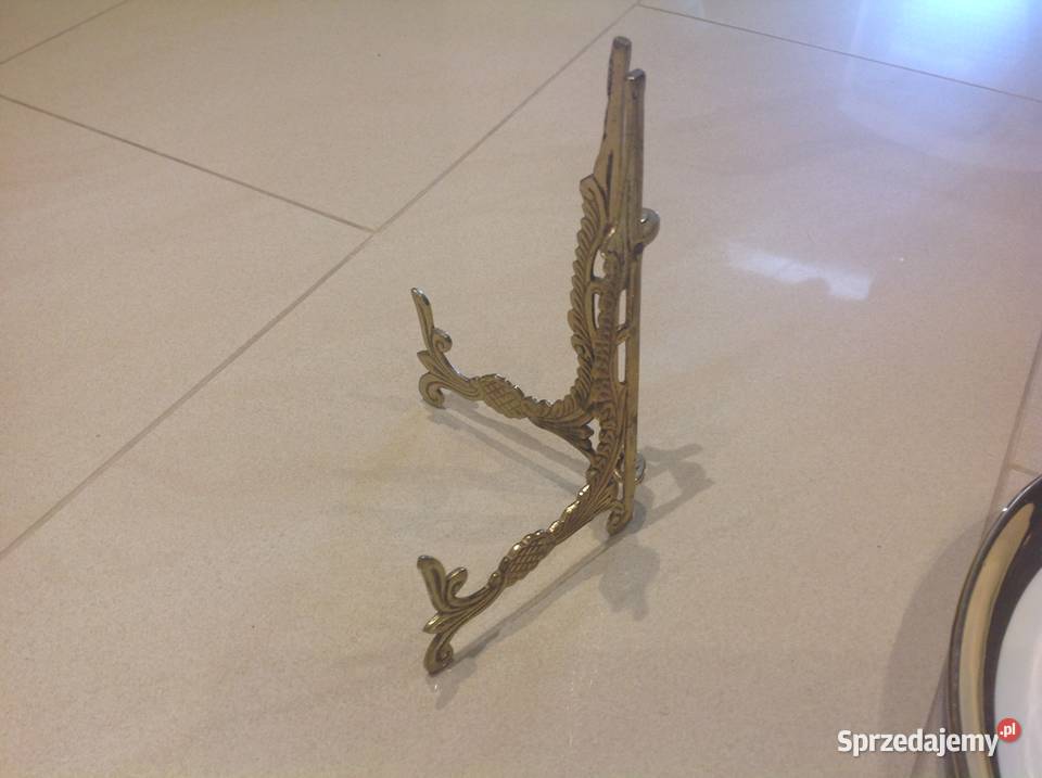 Mosiężny Stojak pod Talerz Dekoracyjny STARY inny kolor Dekoracje i ozdoby Dom i Ogród