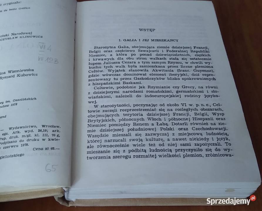 Wojna galijska Gajusz Juliusz Cezar Biblioteka Rok wydania 1978 Gdańsk sprzedam