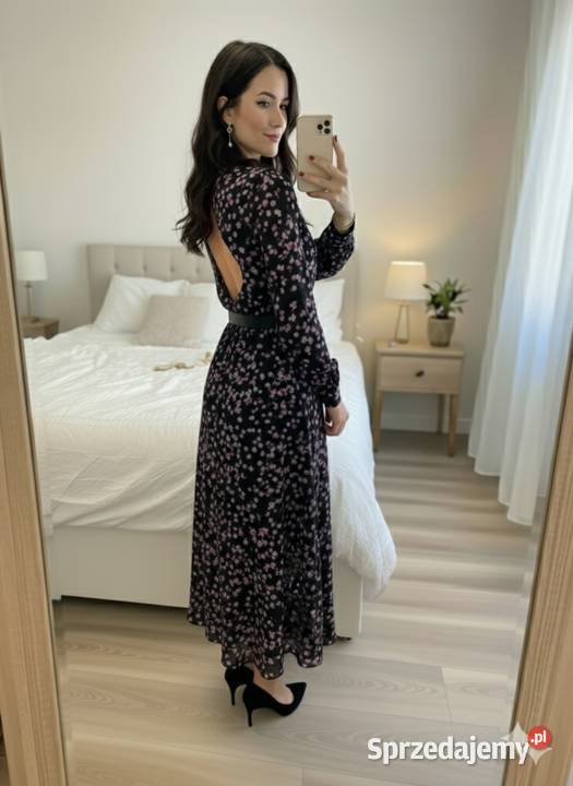 Długa sukienka w wiosenny kwiatowy print Poznań