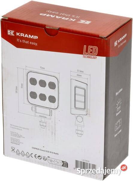 Lampa robocza LED kwadratowa 60W 6600lm 1224V Kamionna