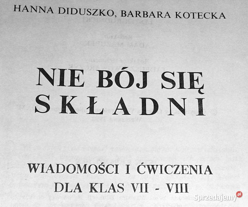 Nie bój się składni kl 78 Hanna Diduszko B Chełm