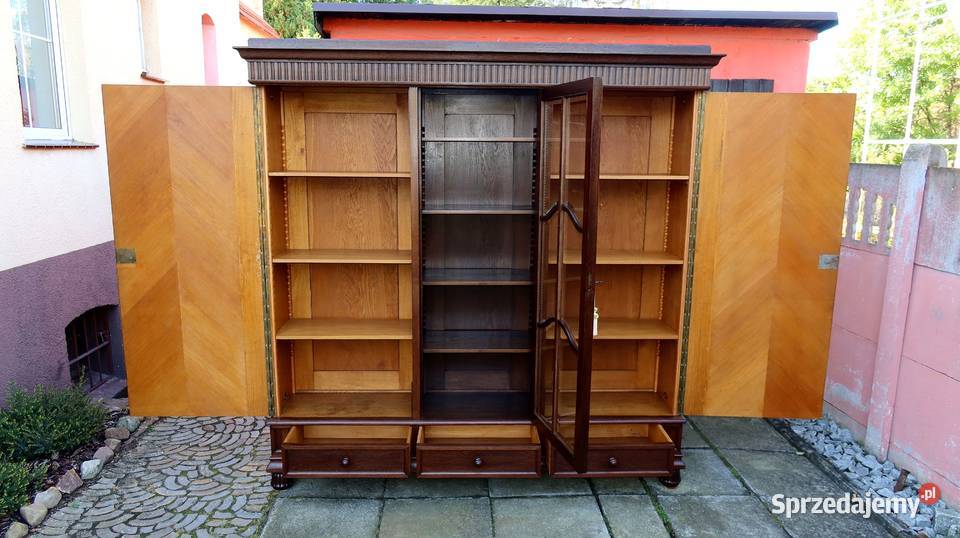 Unikatowa Neobarokowa Dębowa Biblioteka 1920 r Meble Ziębice sprzedam
