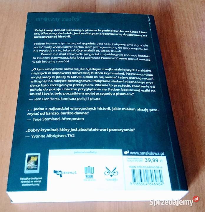Kluczowy świadek Jrn Lier Horst ISBN 9788364846984 Proza i poezja Gdańsk sprzedam