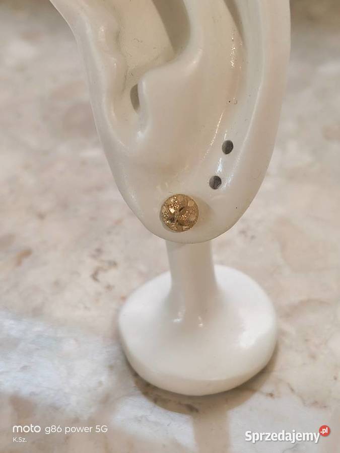 Złote Nowe kolczyki na sztyfcie pr333 Kolczyki Wałcz