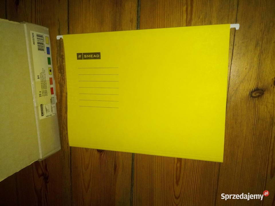 Teczka kartoteczna zawieszana z wąsemżółta