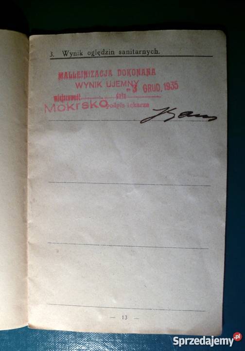 ANTYK 1934 Dowód tożsamości KONIA Kraków