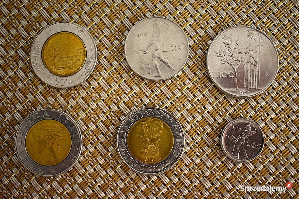 Włoskie liry monety z lat 60 90 tych 6 sztuk w