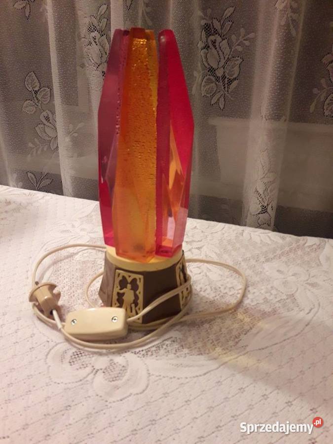 Lampka nocna kryształy lampa stołowa brązowa PRL łódzkie