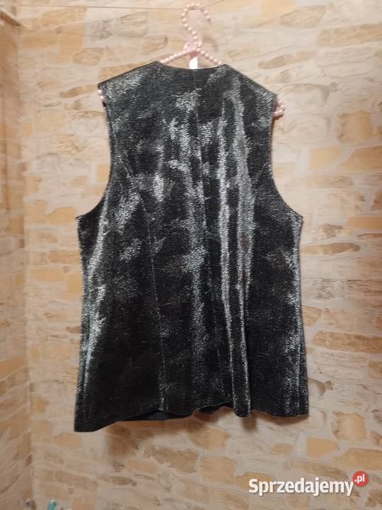 463XK Fashion Srebrna metaliczna kamizelka Rozmiar 46 Kraków