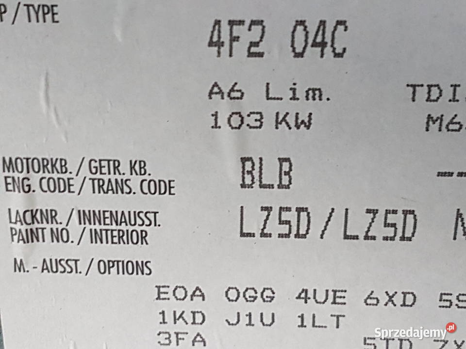 AUDI A6 C6 2005 2007 SEDAN KLAPA TYL KLAPA Turek sprzedam