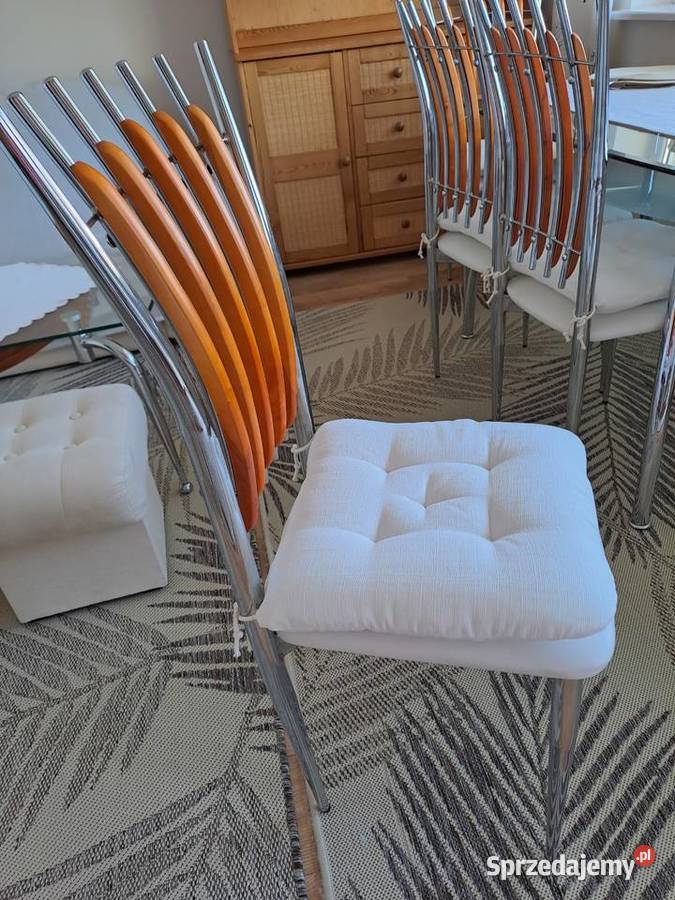 Krzesla salonowe4biale metal zdobione Gdynia