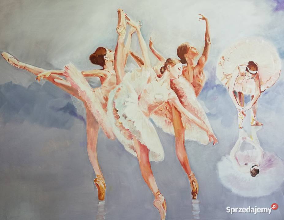 Balet w złotej scenerii olej 100x76 mazowieckie