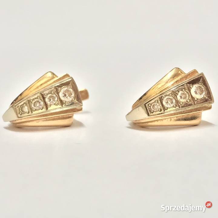 Złote kolczyki 585 14K z cyrkoniami zapięcie Warszawa